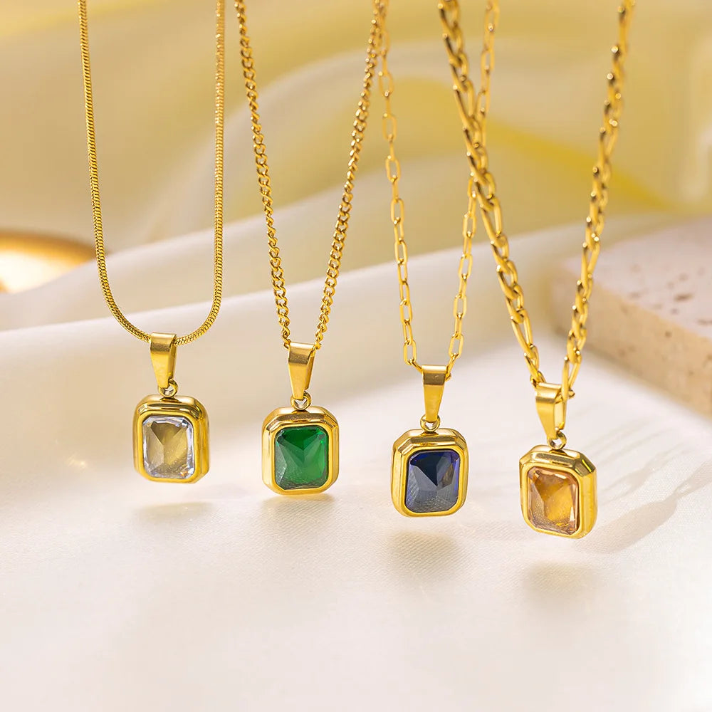 Squared Stone Necklace